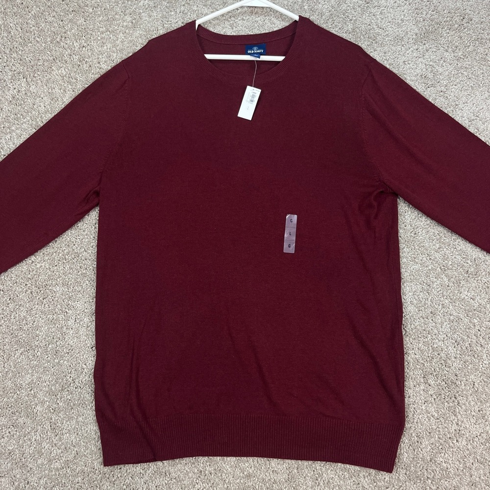 Old Navy Mens Large Maroon Long Sleeve‎ Crewneck Sweater Red NEW